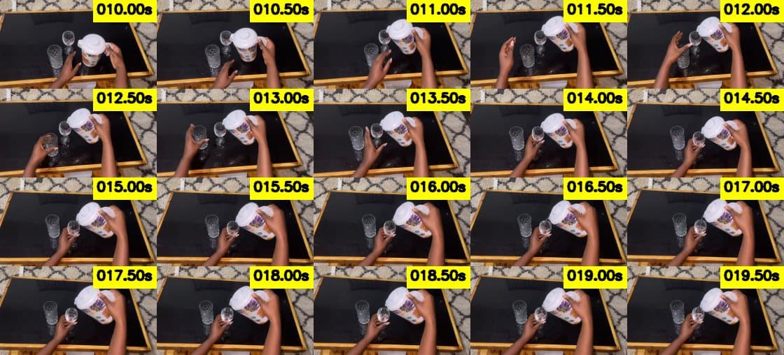 Contact sheet with yellow timestamp labels in the top-right of each tile.